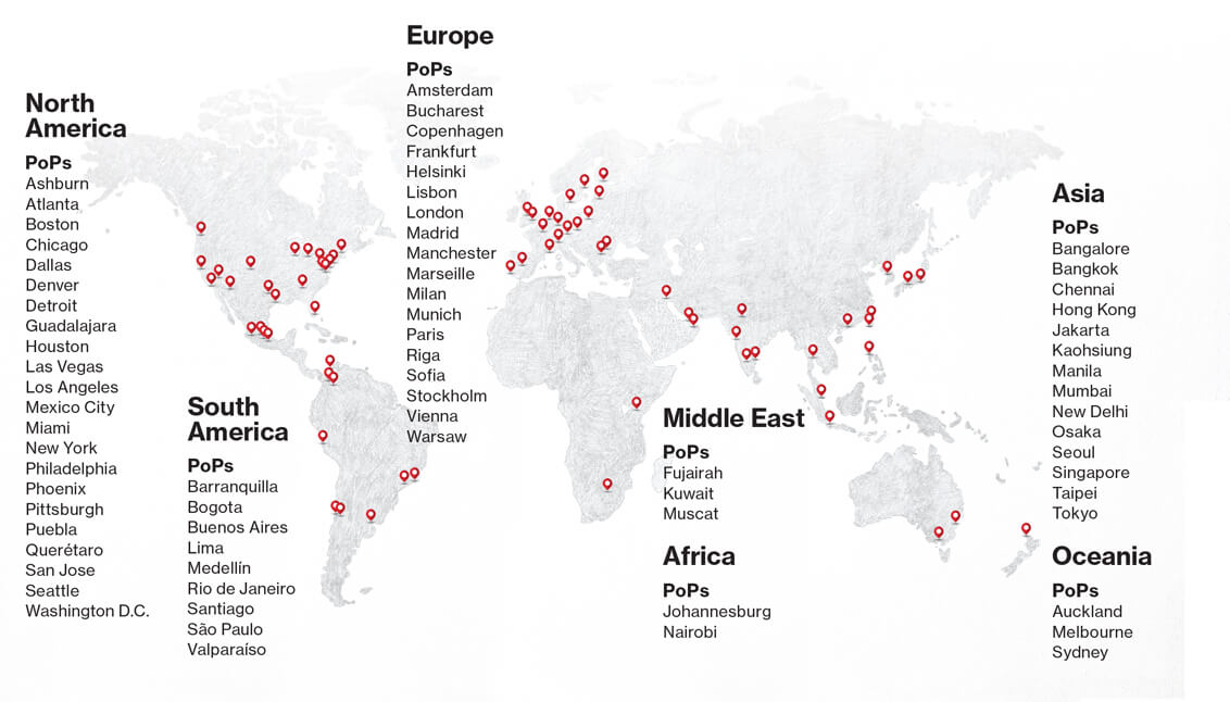 Akamai CDN Pop map