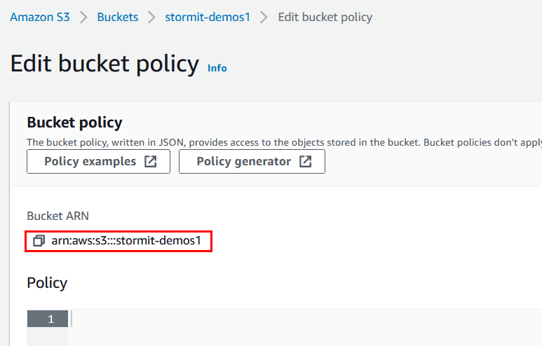 aws policy generator settings