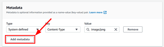 adding metadata to files inside the Amazon S3 bucket, step 5