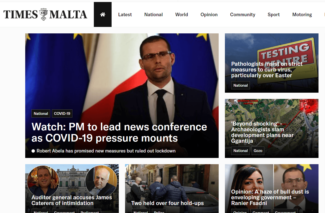 Times of Malta website preview